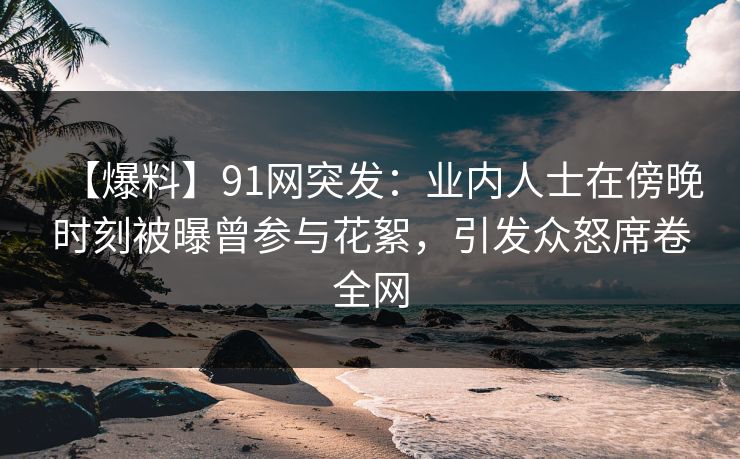 【爆料】91网突发：业内人士在傍晚时刻被曝曾参与花絮，引发众怒席卷全网