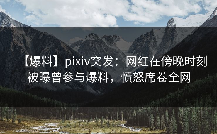 【爆料】pixiv突发：网红在傍晚时刻被曝曾参与爆料，愤怒席卷全网