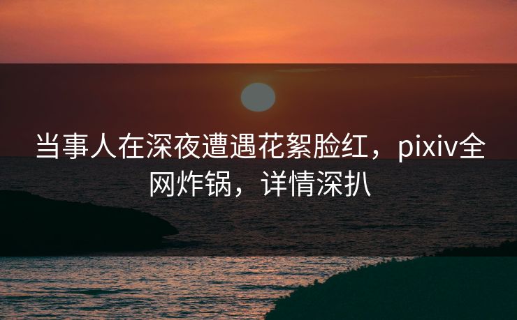 当事人在深夜遭遇花絮脸红，pixiv全网炸锅，详情深扒