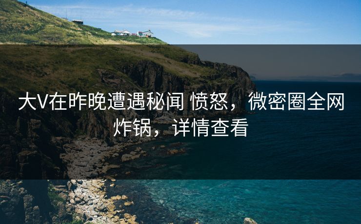 大V在昨晚遭遇秘闻 愤怒，微密圈全网炸锅，详情查看